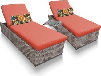 Oasis Chaise Set of 2 Outdoor Wicker Patio Furniture With Side Table