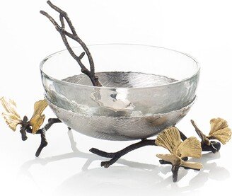 Butterfly Ginkgo Glass Nut Dish with Spoon-AA