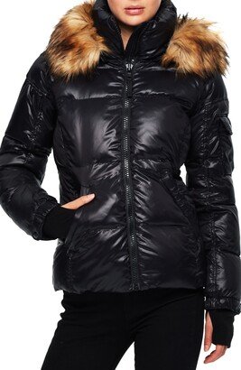 Allie Gloss Faux Fur Trim Puffer Jacket