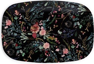 Serving Platters: Fable Floral - Black Serving Platter, Black