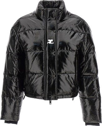 Vinyl High Neck Puffer Jacket