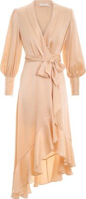 Silk Wrap Midi Dress-AD