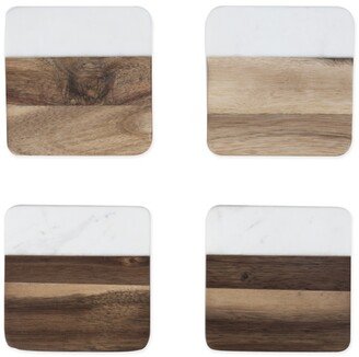 Marble Acacia Coaster Set