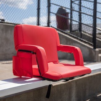 Extra Wide Reclining Backpack Stadium Chair with Armrests & Storage Pockets