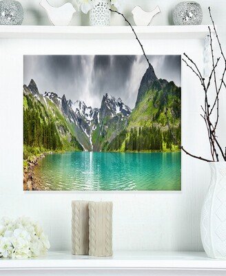 Designart 'Mountain Lake Panorama' Photography Metal Wall Art - 20 X 12