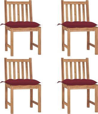 Patio Chairs 4 pcs with Cushions Solid Teak Wood - 19.7'' x 20.9'' x 35.4''-AC