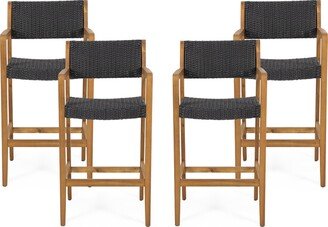 Genesee Outdoor Acacia Barstool with Wicker