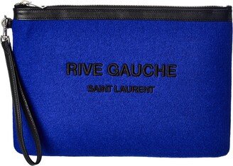 Rive Gauche Felt & Leather Zippered Pouch