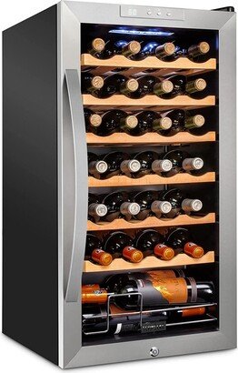 Schmecke Wine Fridge, 28 Bottle Wine Cooler, freestanding