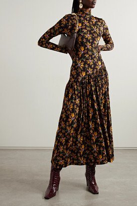 Fernanda Gathered Floral-print Stretch-jersey Turtleneck Dress - Multi