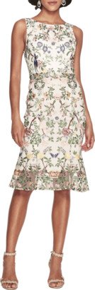 Sleeveless Floral-Embroidered Tulle Midi Dress-AA