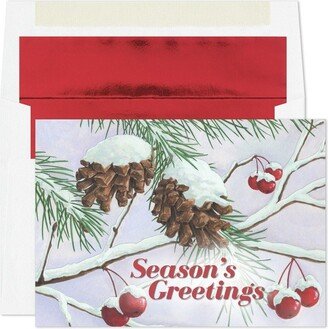 Masterpiece Studios Holiday Collection 16-Count Boxed Christmas Cards with Foil-Lined Envelopes, 5.6