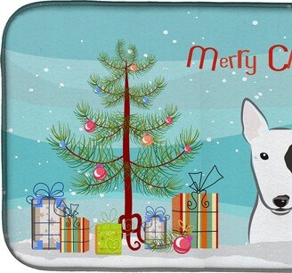 14 in x 21 in Christmas Tree and Bull Terrier Dish Drying Mat