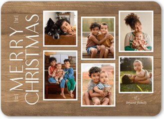Holiday Cards: Rustic Woodgrain Frames Holiday Card, Beige, 5X7, Christmas, Matte, Signature Smooth Cardstock, Rounded