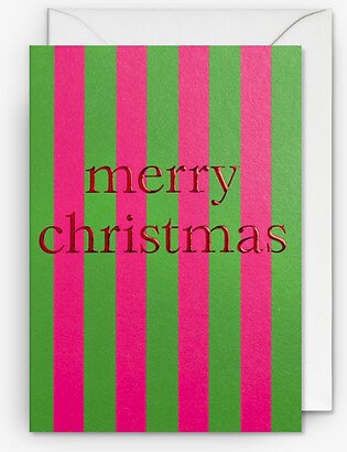 Selfridges Edit Kelly Hyatt Merry Christmas Stripe Christmas Card 20cm x 12cm