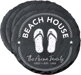 Slate Coasters | Coastal Personalized Set Handmade Round For Men Modern-AA