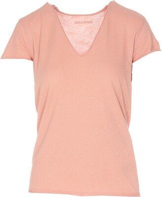 Floral-Lace V-Neck T-Shirt