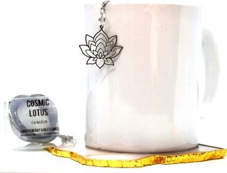 Cosmic Lotus Tea Infuser, Loose Leaf Steeper With Charm, Stainless Steel Ball Mesh