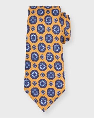 Men's Medallion-Print Silk Tie-AA