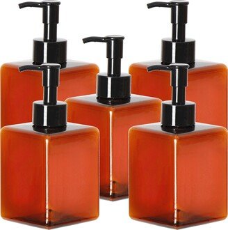 Youngever 5 Pack 12Oz Plastic Square Pump Bottles, Refillable Bottles For Dispensing Lotions - Amber Ye394.225