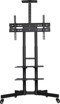 Adjustable Mobile TV Stand Metal TV Cart Black