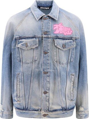 Graffiti Printed Distressed Denim Jacket