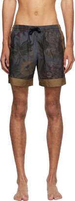 Navy Printed Swim Shorts