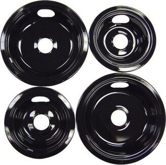 4pc Porcelain Drip Pan Set Black