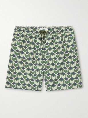 Straight-Leg Mid-Length Printed Swim Shorts-AE