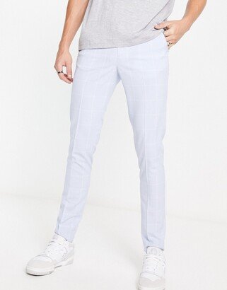 smart skinny pants in pastel blue window check