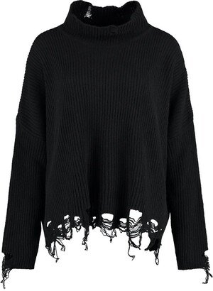 Distressed Turtleneck Sweater