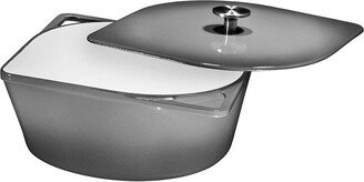 Cast Iron Enameled Dutch Oven - Modern Squoval Design, Nonstick & Seasoned Pot w/ Stainless Steel Knob, 5 Quart-Gray