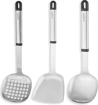3-Piece Stainless Steel Turner, Rice Spoon & Skimmer Set