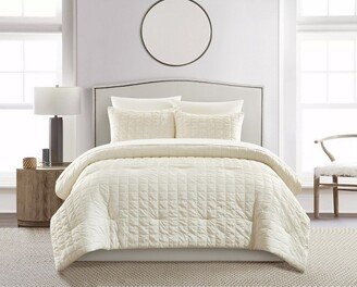 Chic Home Design Chic Home Jessa Comforter Set Washed Garment Technique Geometric Square Tile Pattern Bed In A Bag Bedding - 5 Piece - Twin 68x90