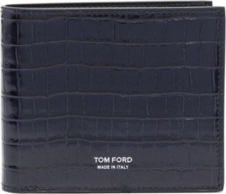 Crocodile-Embossed Patent Leather Wallet