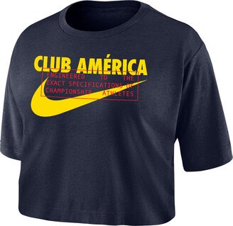 Club América Women's Dri-FIT Soccer Cropped T-Shirt in Blue