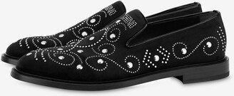 Shiny Studs Velvet Loafers