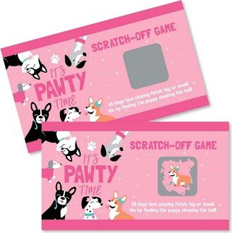 Big Dot of Happiness Pawty Like a Puppy Girl - Pink Dog Baby Shower or Birthday Party Game Scratch Off Cards - 22 Count