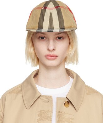 Reversible Beige Check Flap Cap