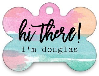 Pet Tags: Pastel Brush Bone Pet Tag, Blue