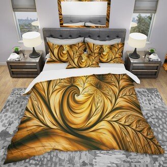 Designart 'Golden Dream Abstract' Modern & Contemporary Bedding Set - Duvet Cover & Shams
