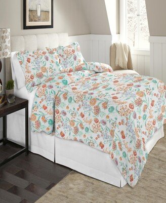 Luxury Weight Peach Bliss Printed Cotton Flannel Duvet Cover Set, Full/Queen