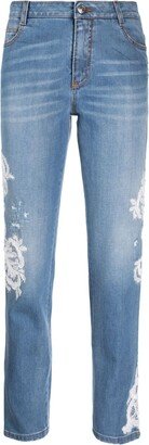 Lace-Detailing Slim Jeans