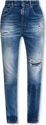 ‘High Waist Twiggy’ Jeans - Blue-AA