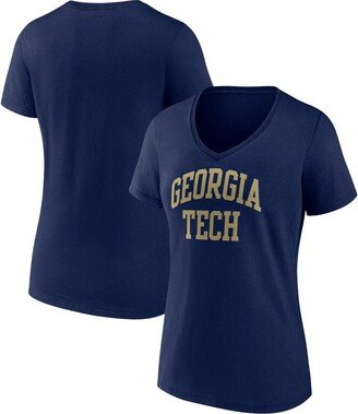 Women's Branded Navy Georgia Tech Yellow Jackets Basic Arch V-Neck T-shirt