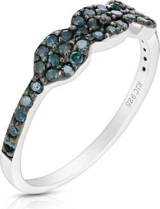 Vir Jewels 0.45 cttw 3 Stone Blue Diamond Composite Ring .925 Sterling Silver