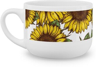 Mugs: Sunflowers Latte Mug, White, 25Oz, Yellow