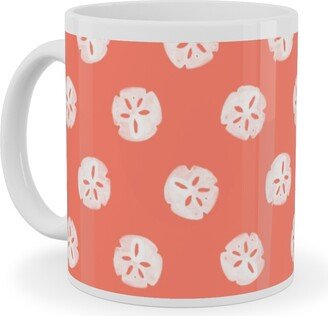 Mugs: Sand Dollars - Coral Ceramic Mug, White, 11Oz, Orange