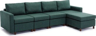 DEVERA 4 Seat Module Sectional Sofa Couch With 1 Ottoman for Living Room