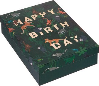 Large Gift Box Happy Birthday Jungle Animals Multi-Color